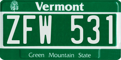 VT license plate ZFW531