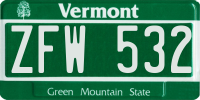 VT license plate ZFW532