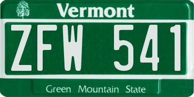 VT license plate ZFW541
