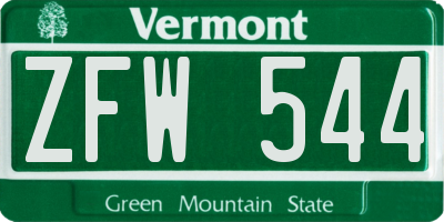 VT license plate ZFW544