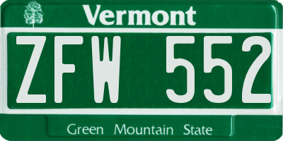 VT license plate ZFW552