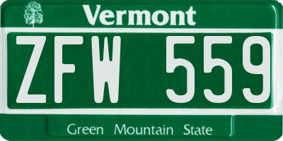 VT license plate ZFW559
