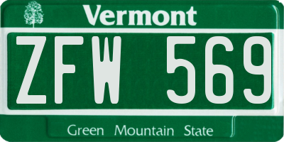 VT license plate ZFW569