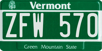 VT license plate ZFW570