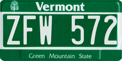 VT license plate ZFW572