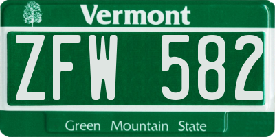 VT license plate ZFW582
