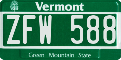 VT license plate ZFW588