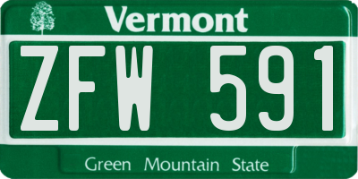 VT license plate ZFW591