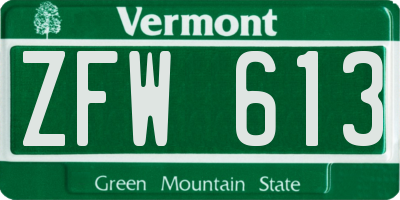 VT license plate ZFW613