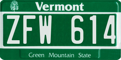 VT license plate ZFW614
