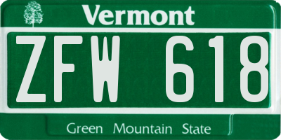 VT license plate ZFW618