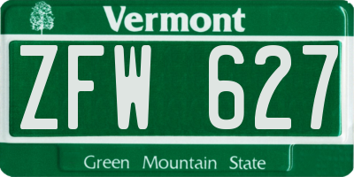 VT license plate ZFW627