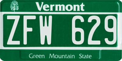 VT license plate ZFW629