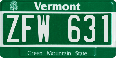 VT license plate ZFW631