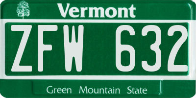 VT license plate ZFW632