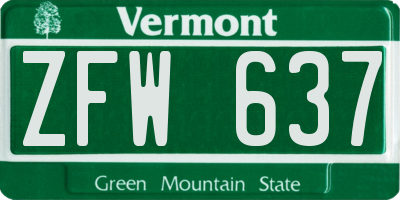 VT license plate ZFW637