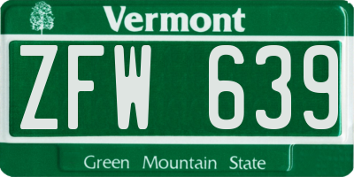 VT license plate ZFW639