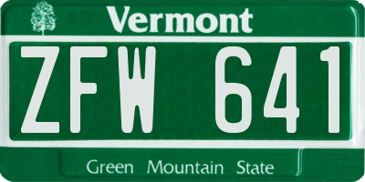 VT license plate ZFW641