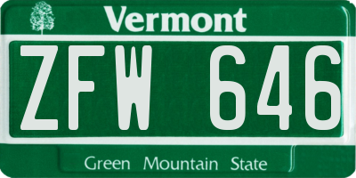 VT license plate ZFW646