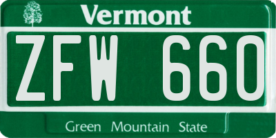 VT license plate ZFW660