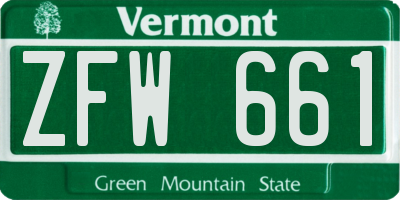 VT license plate ZFW661