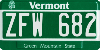 VT license plate ZFW682