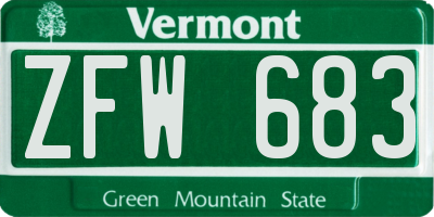 VT license plate ZFW683