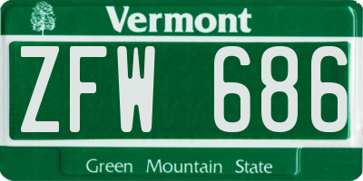 VT license plate ZFW686