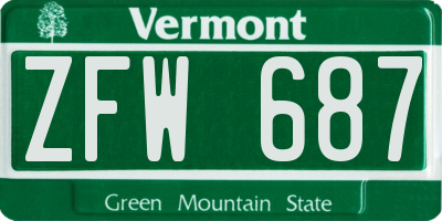 VT license plate ZFW687