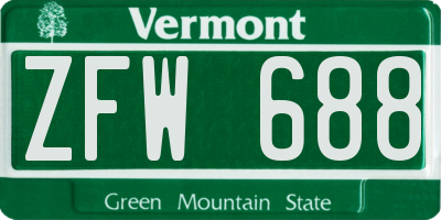 VT license plate ZFW688