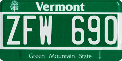 VT license plate ZFW690