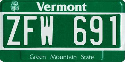 VT license plate ZFW691