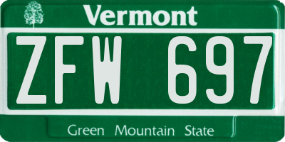 VT license plate ZFW697