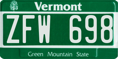 VT license plate ZFW698