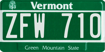 VT license plate ZFW710