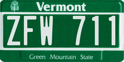 VT license plate ZFW711