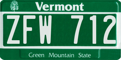 VT license plate ZFW712