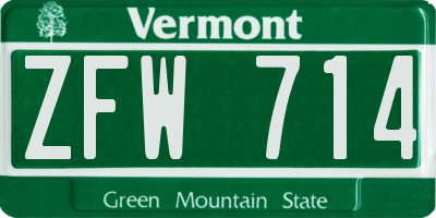 VT license plate ZFW714