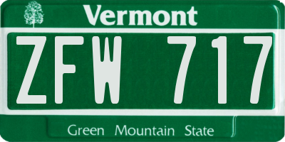 VT license plate ZFW717