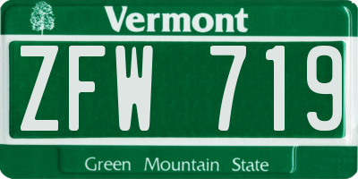 VT license plate ZFW719