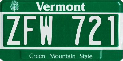 VT license plate ZFW721