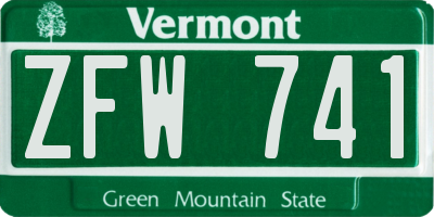 VT license plate ZFW741