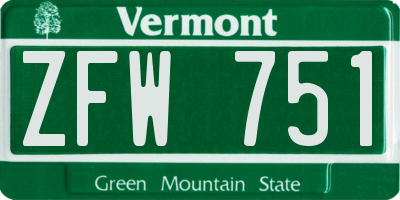 VT license plate ZFW751