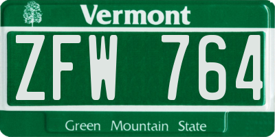 VT license plate ZFW764