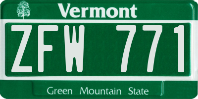 VT license plate ZFW771