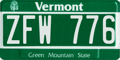 VT license plate ZFW776