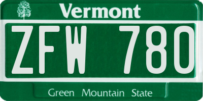 VT license plate ZFW780