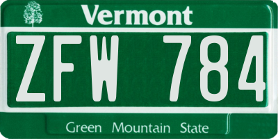 VT license plate ZFW784
