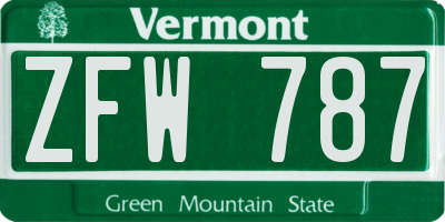 VT license plate ZFW787