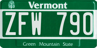 VT license plate ZFW790